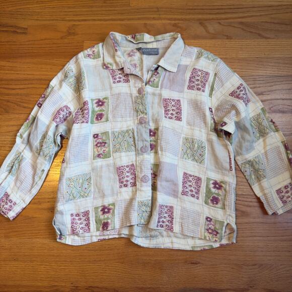 Vintage Carol Anderson Floral Patchwork Button Up Blouse 3/4 Sleeve Top Grandma - Picture 1 of 5